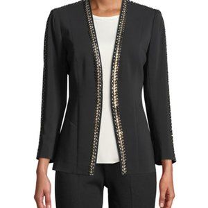 Black Rock & Republic Women's Size 6 Rhinestone Tassel Scarf Trim Black Blazer